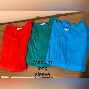Red, Green, and Blue Long Sleeve Tops